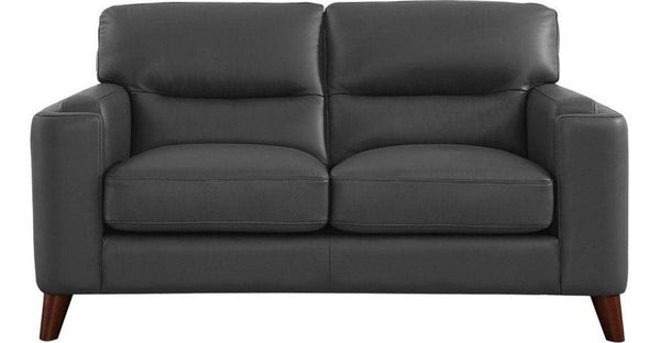 Elm Leather Loveseat, Steel Gray