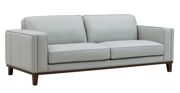 Lyon Leather Sofa, Silver Gray